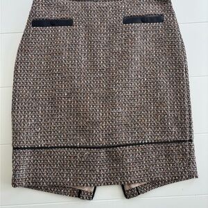 Club Monaco Brown Tweed Pencil Skirt with Black Trim